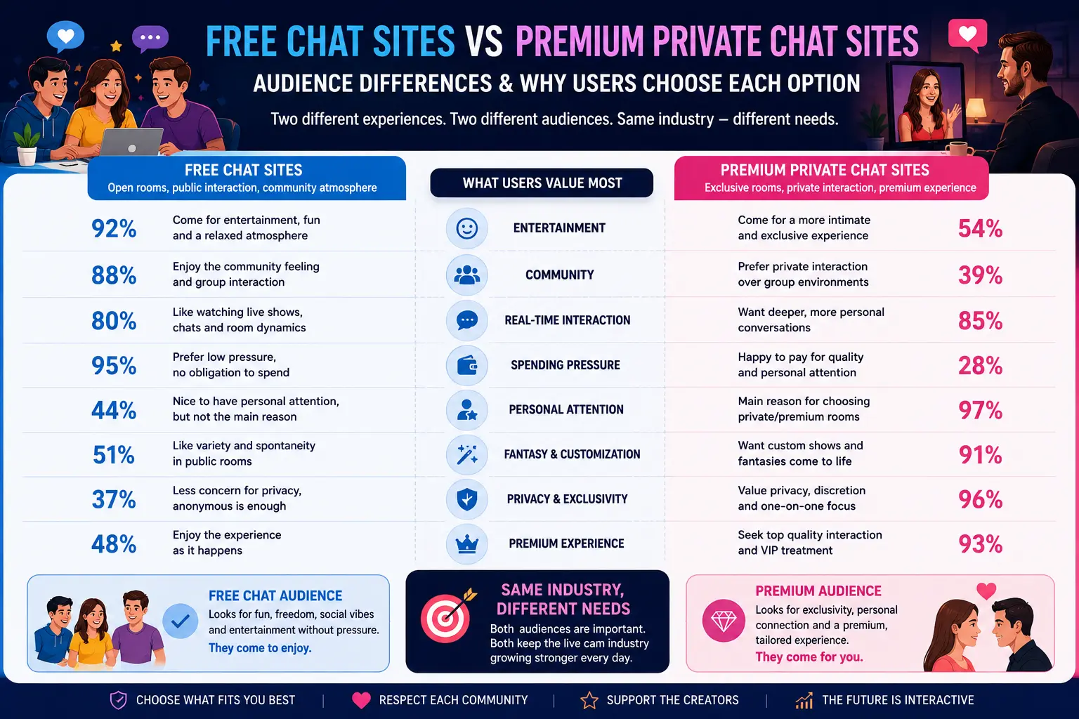 Free chat vs private chat